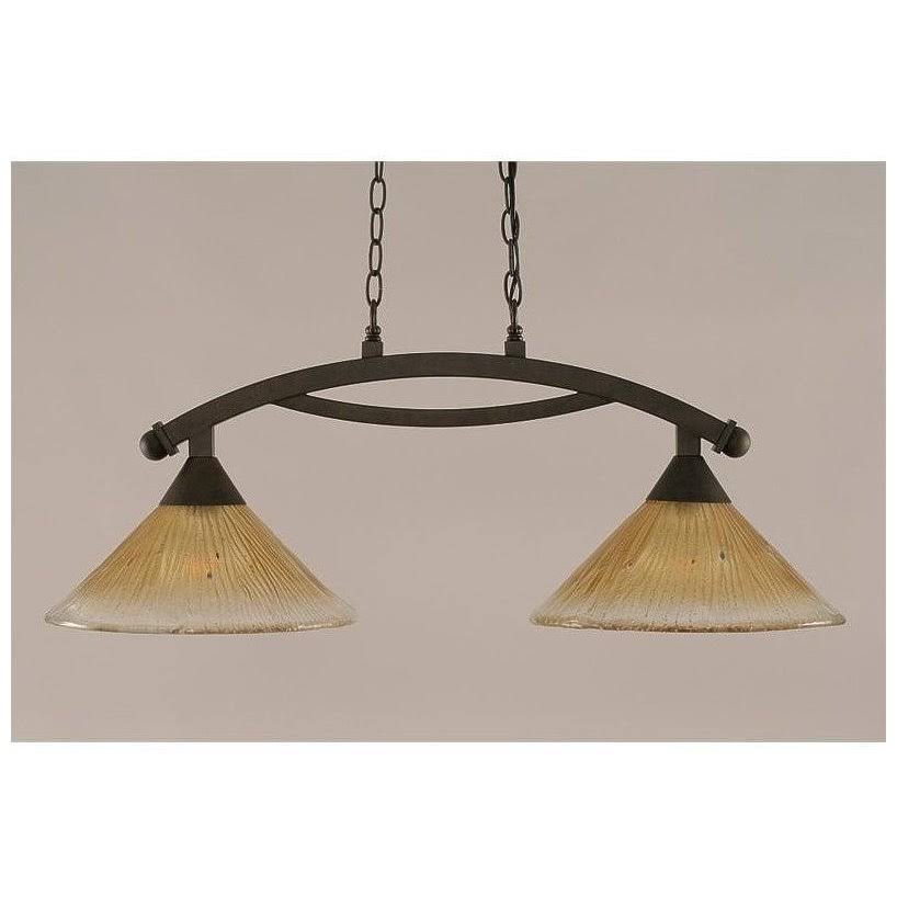 Two Light Island Bronze Finish with Amber Crystal Glass Z330