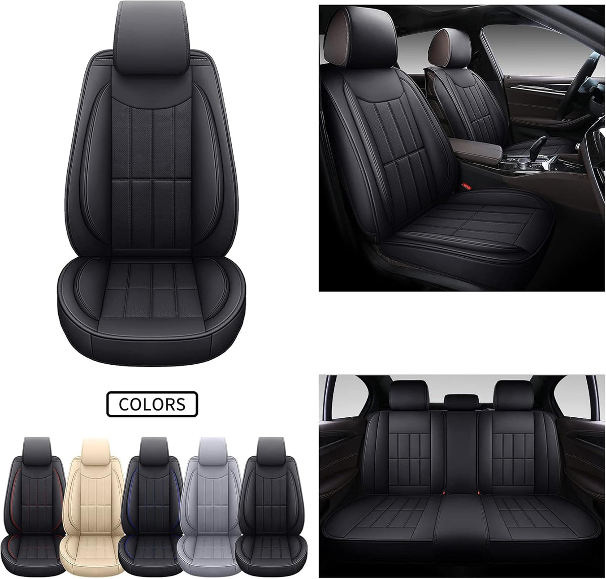 TAN Leather Car Seat Covers Full Set V258750