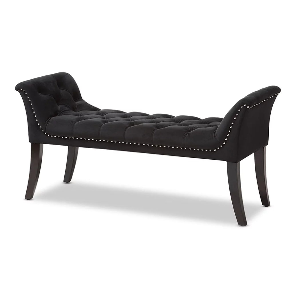Black Velvet Upholstered Bench X9961