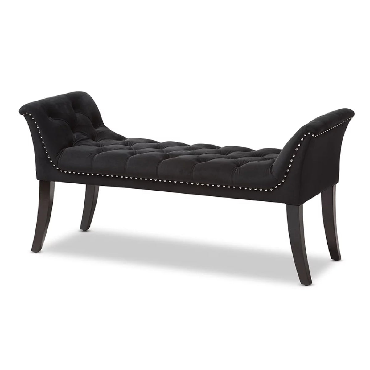 Black Velvet Upholstered Bench X9961