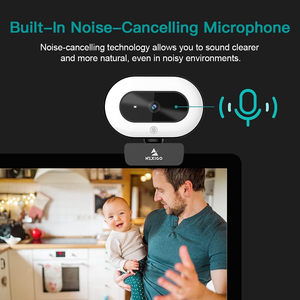 1080P Webcam with Ring Light and Privacy Cover U46752