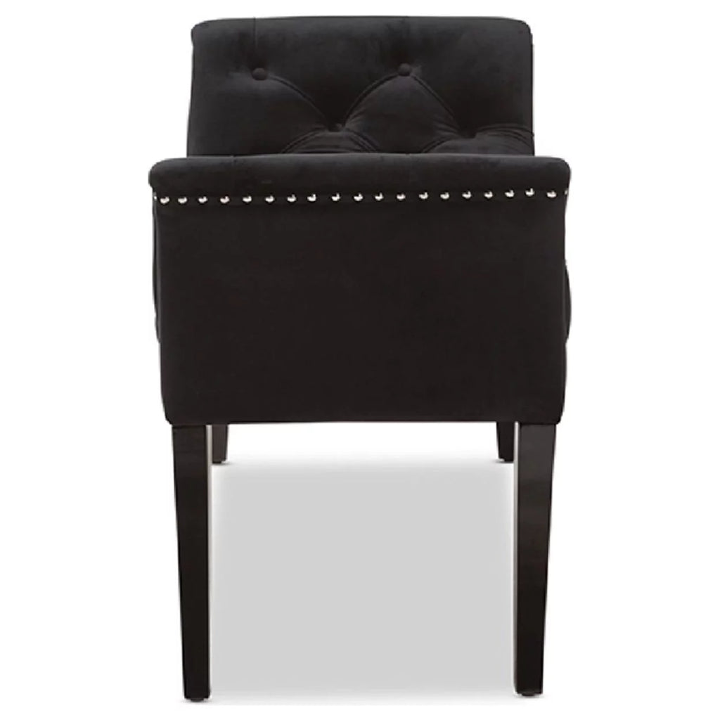 Black Velvet Upholstered Bench X9961