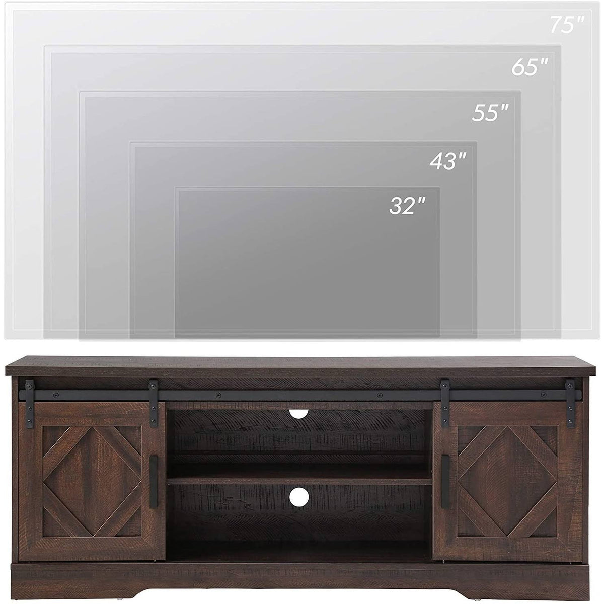 Rustic Grey Wash Wood TV Stand Storage Cabinet S21455