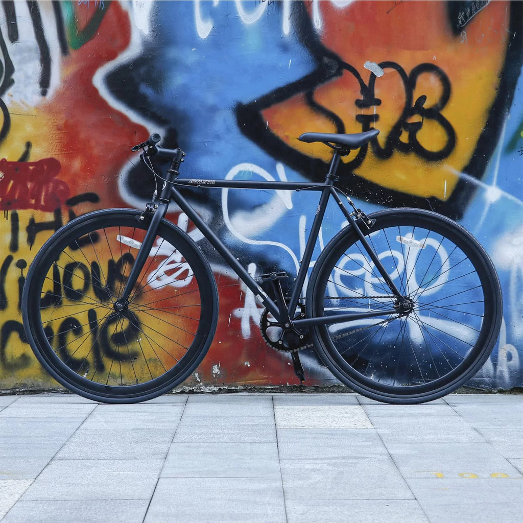 700C Single Speed Fixed Gear Bike, Black A720
