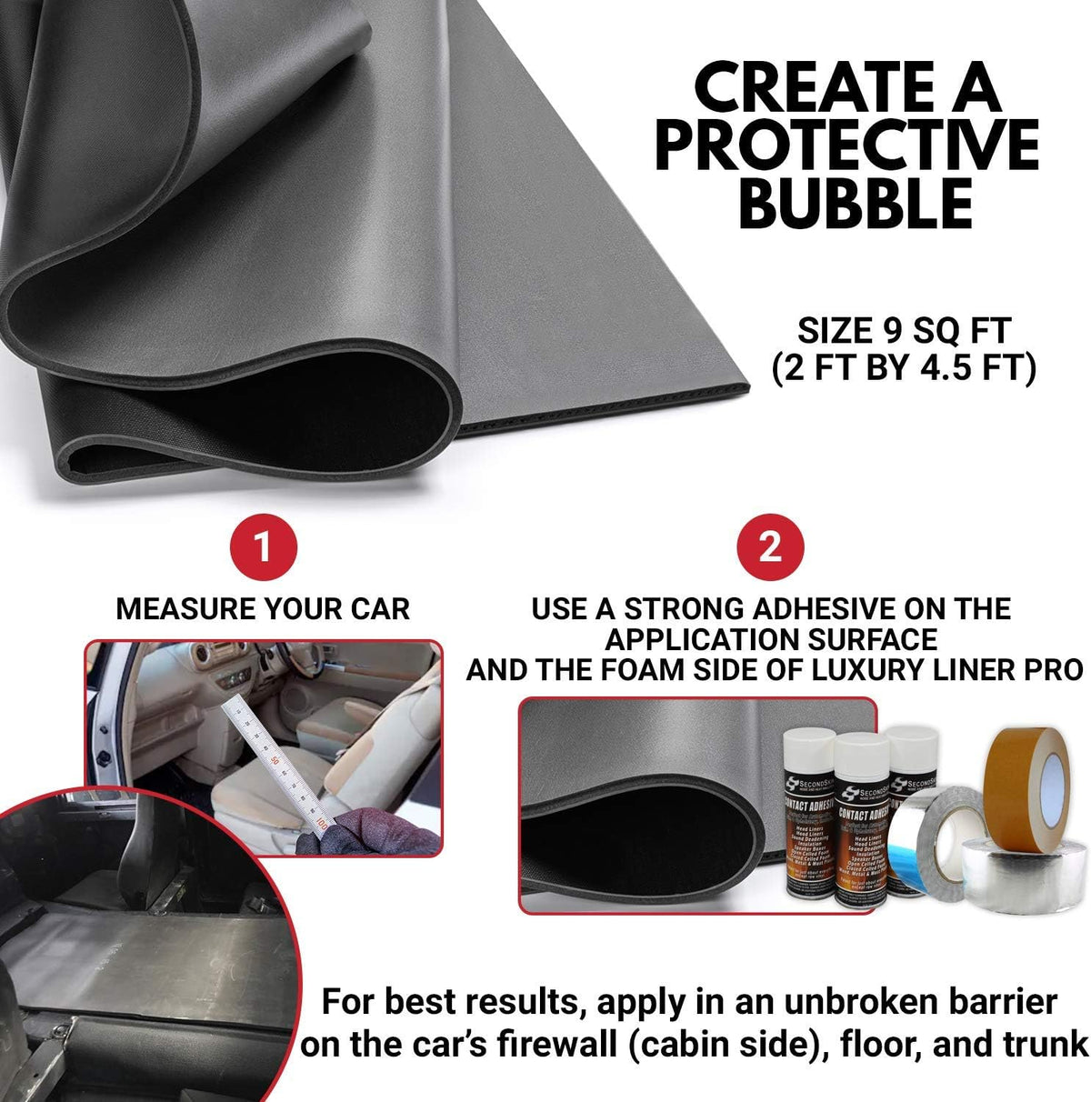 2 in 1 Sound Insulation for Cars Mass Loaded Vinyl and Closed Cell Foam C504529