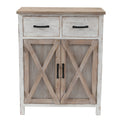 White Natural Wood 2 Drawer 2 Door Storage Cabinet Y82270
