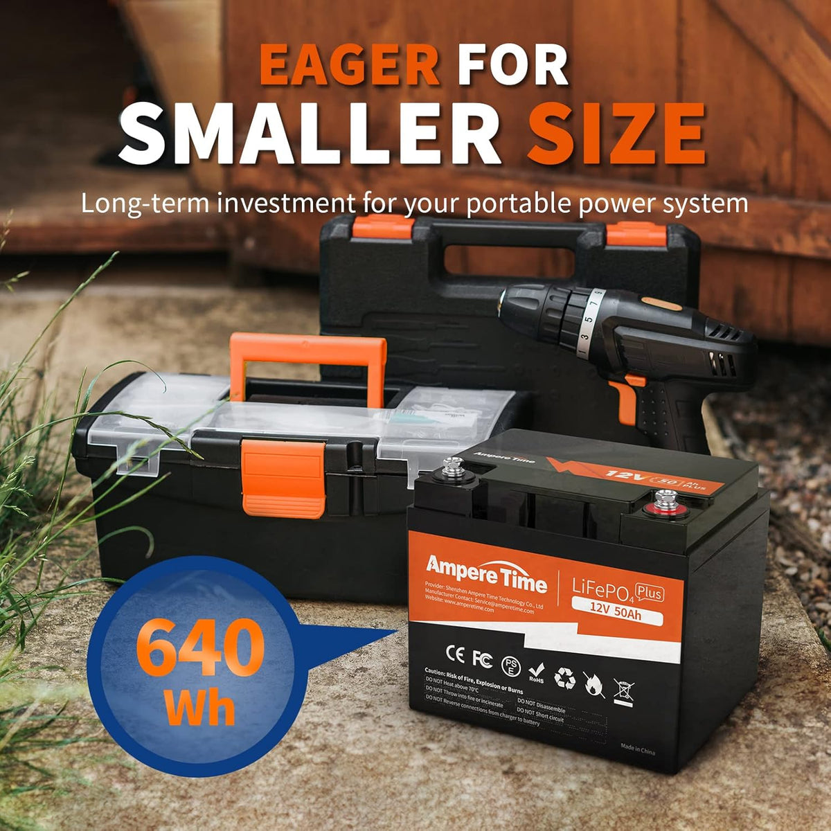 12V 50Ah LiFePO4 Battery with 14.6V 10A Charger F726