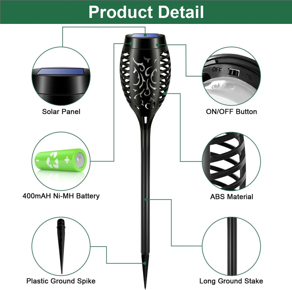 12 Pack Solar Torch Lights Outdoor, LED Flickering Solar Lights, Waterproof Flame Lights X885