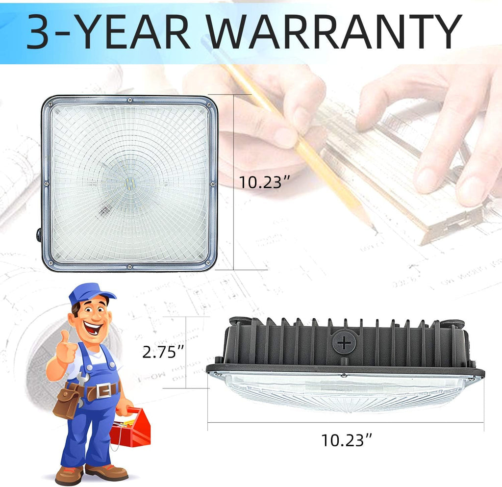 2 Pack 45W LED Canopy Lights, 9.5 x 9.5, 120V 277V J2781