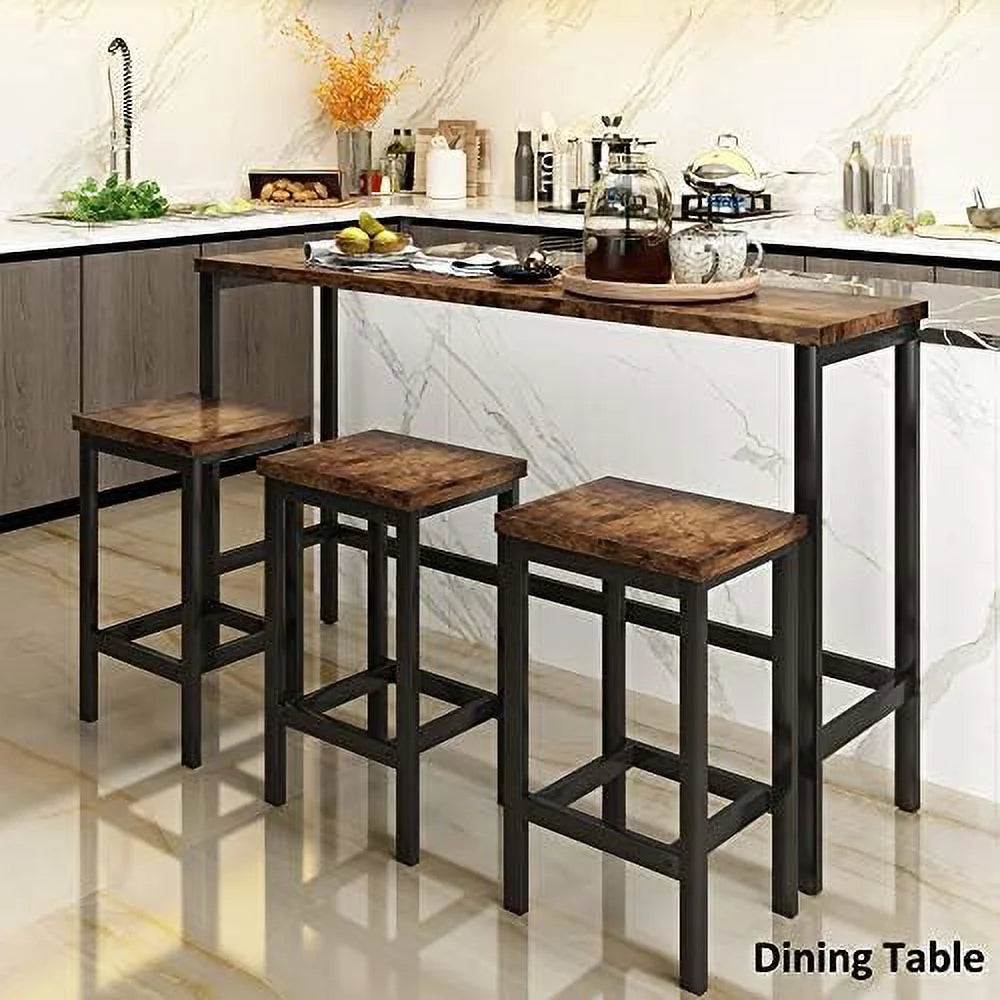 4 Piece Counter Height Dining Table Set with 3 PU Stools A275
