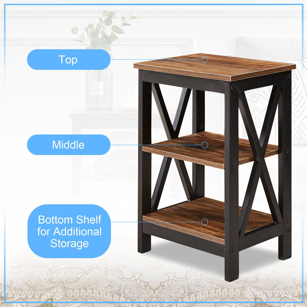 Set of 2 Nightstand with 3-Tier Shelf U58030