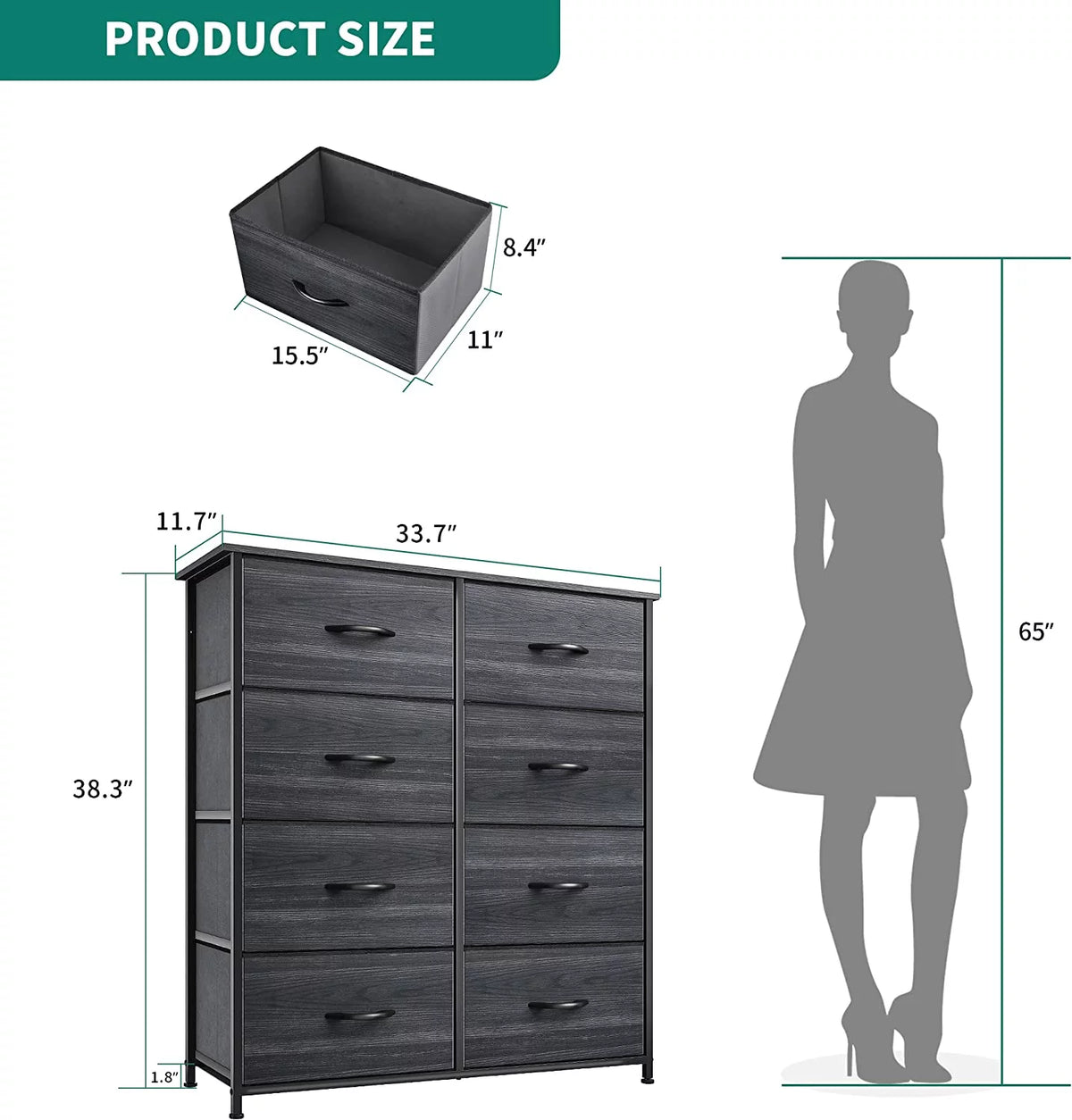 8 Drawer Fabric Storage Dresser B28134
