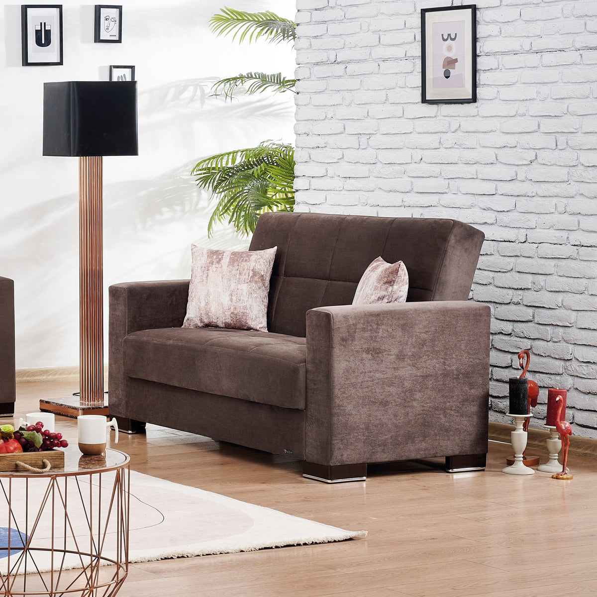 Microfiber Brown Loveseat M97671
