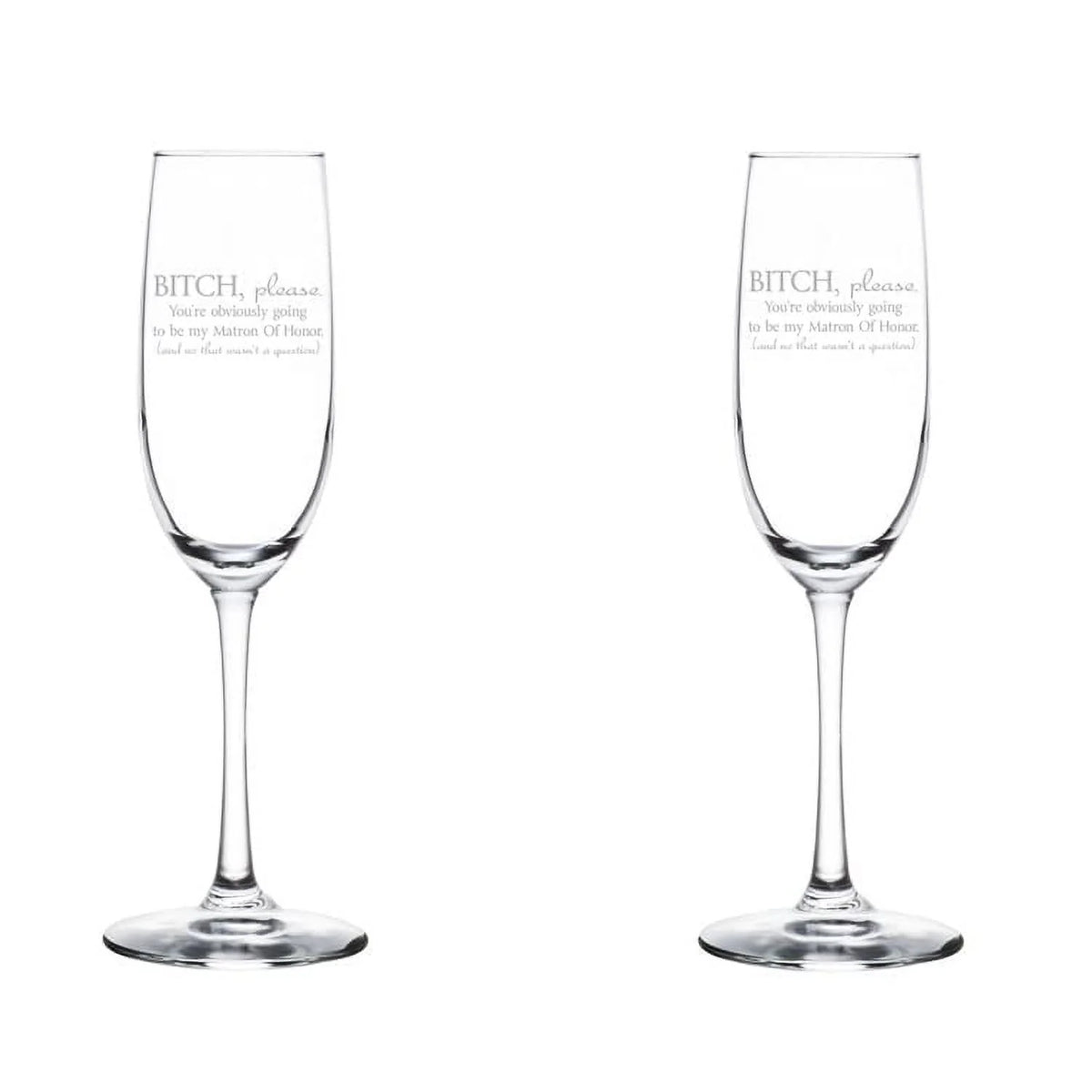 Set of 2 Glass Champagne Flutes 8 oz Stemmed N5657