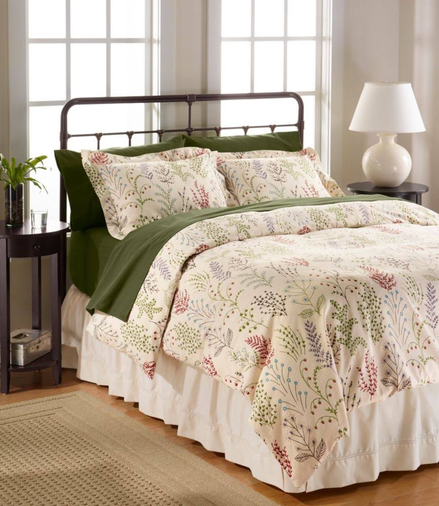 Botanical Floral Tan Queen Size Flannel Comforter Cover B823