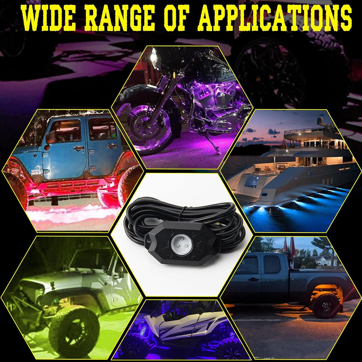 RGB LED Rock Lights with APP Bluetooth Controller Q666