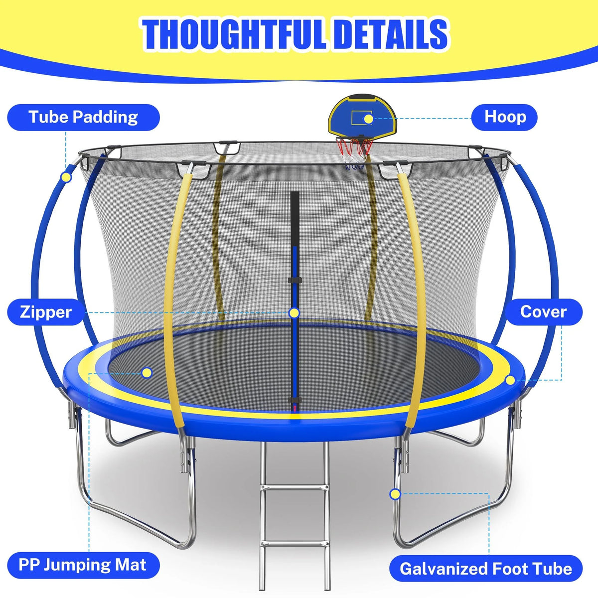 12FT Round Trampoline with Enclosure Net & Hoop Y7007