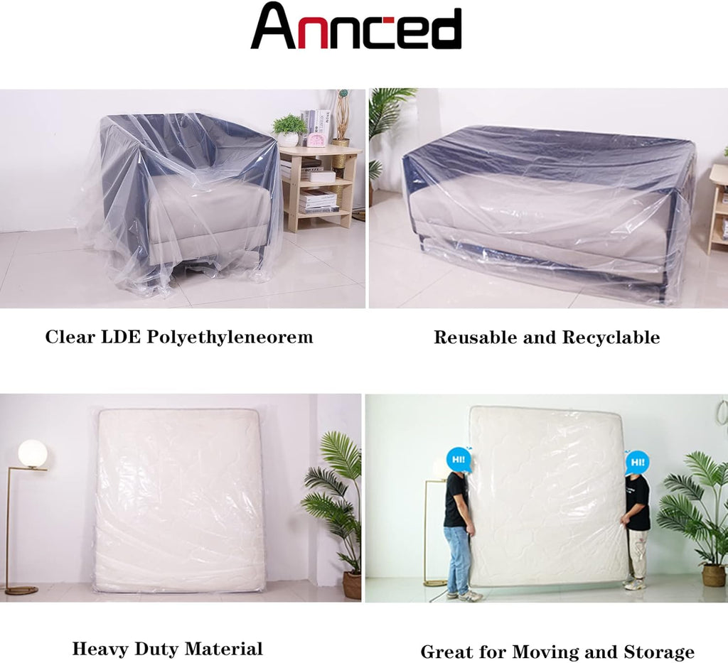 2 Packs Queen or California King Mattress Bag 4 mil Polyethylene D9034