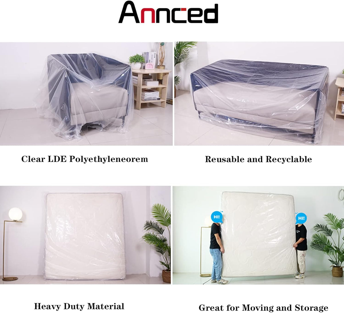 2 Packs Queen or California King Mattress Bag 4 mil Polyethylene D9034