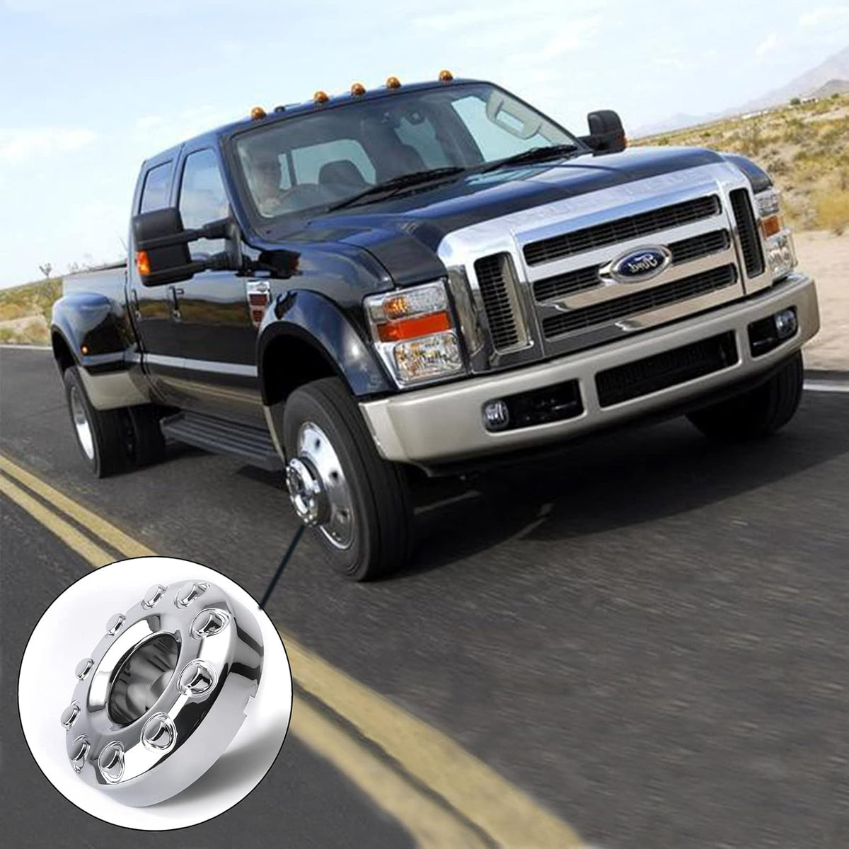 19.5 Inch 10-Lug Front Wheel Hub Center Caps Pair Y7865