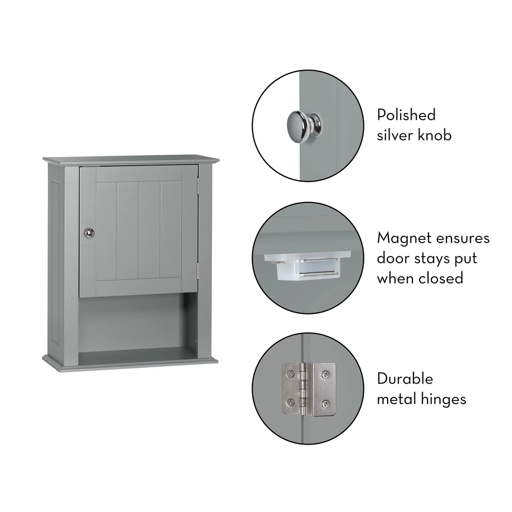 Gray Single Door Wall Cabinet with Open Shelf C18551