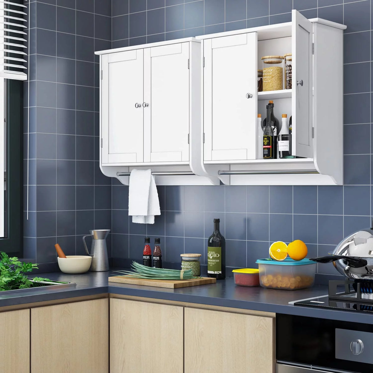 White Over The Toilet Storage Cabinet with Adjustable Shelf Z978