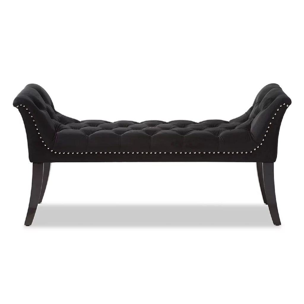 Black Velvet Upholstered Bench X9961