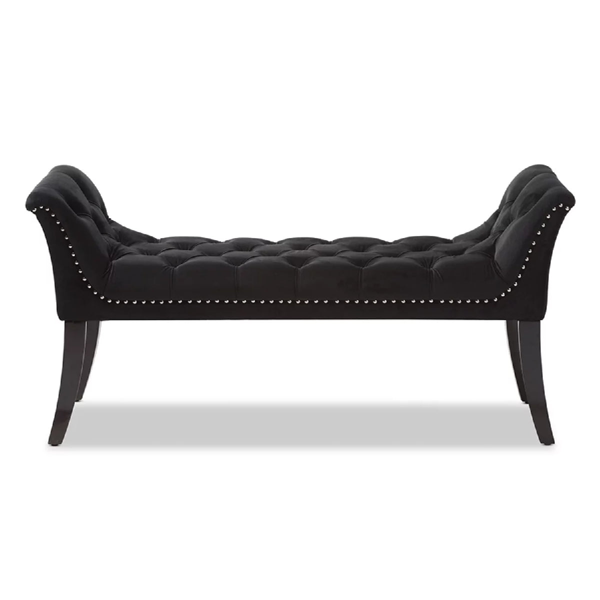 Black Velvet Upholstered Bench X9961