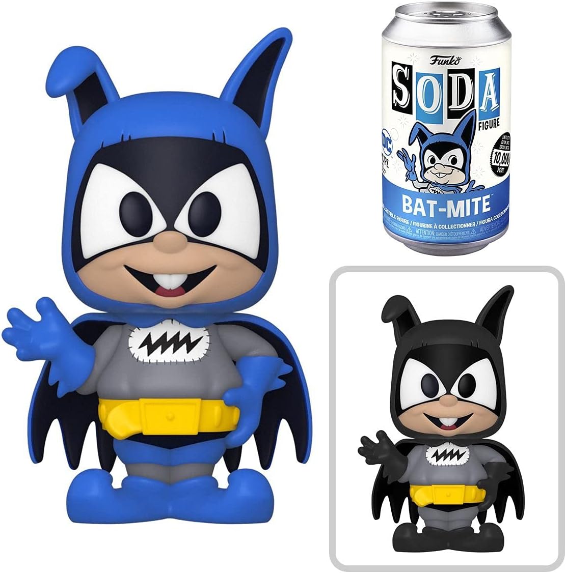 Wonder Twins Figures Zan + Jayna Soda tin Can with Bat Mite Villain & Super Friends 3 Items J762317