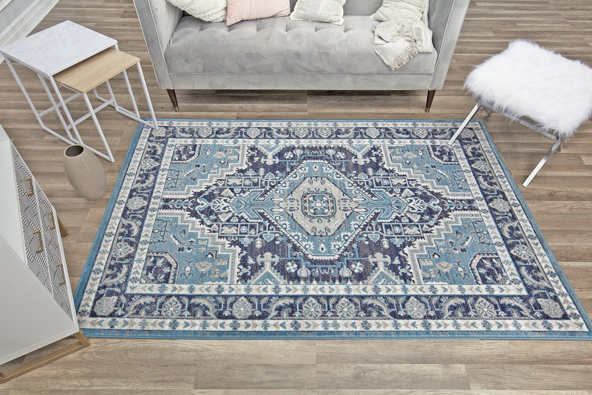 Midnight Blue Vintage Farmhouse Area Rug, 2'6"x4' V142203
