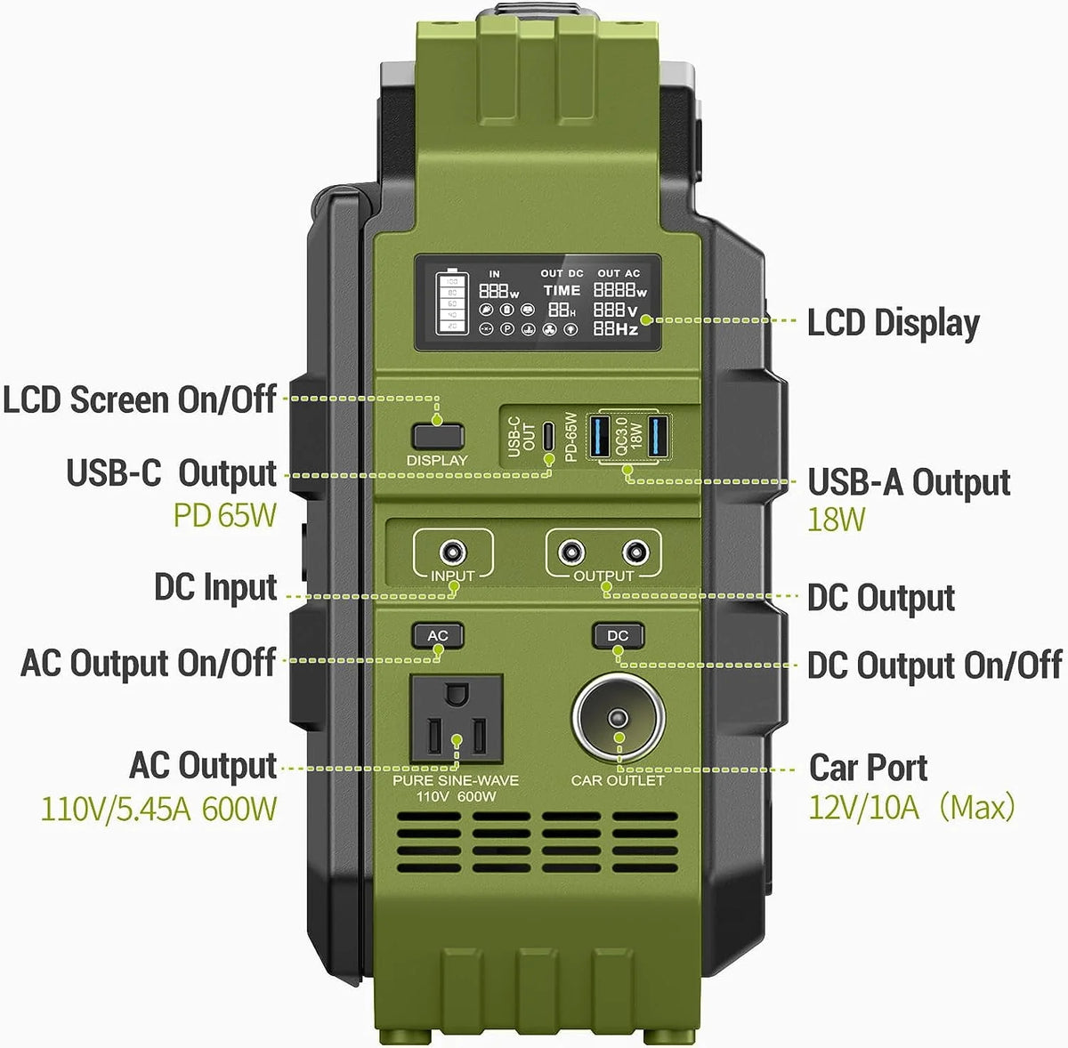 614.4Wh Portable Power Station with 30W Solar Panel R10708