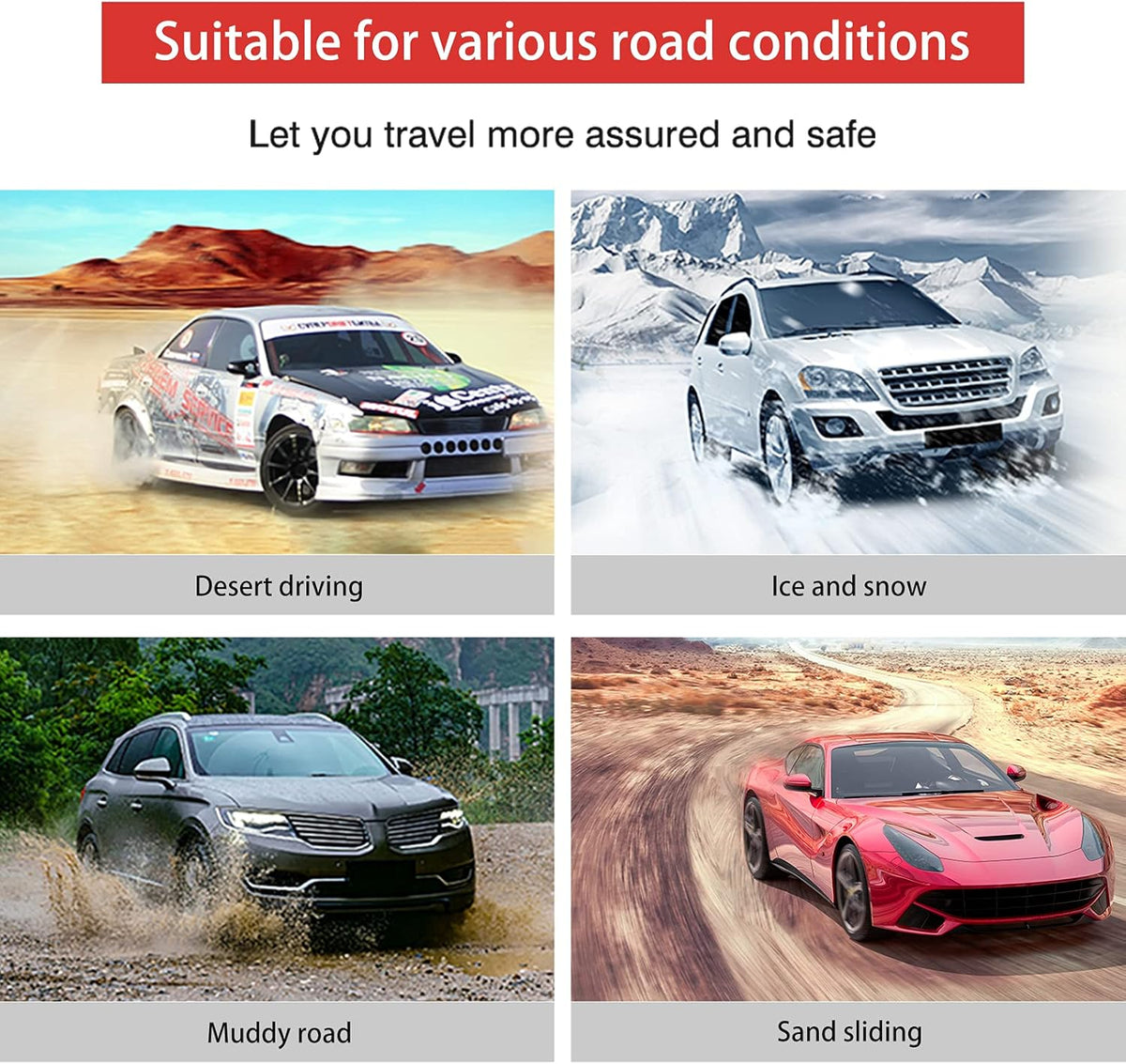 Adjustable Snow Chains for Cars SUV Pickup P3003