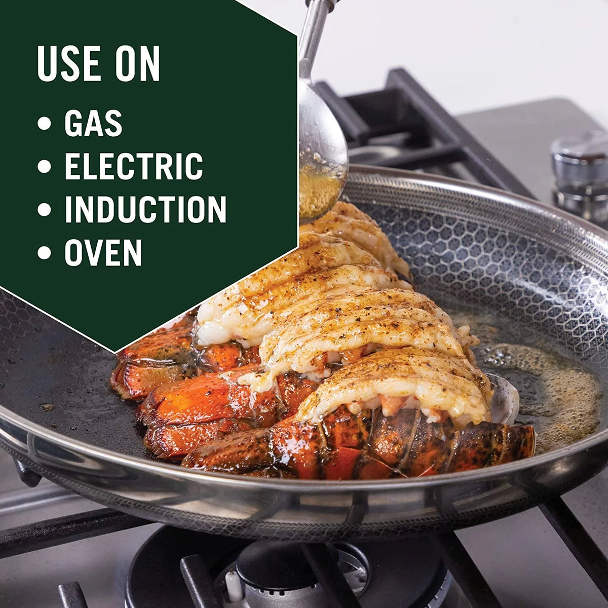 12 Inch Hybrid Stainless Steel Non-Stick Frying Pan with Lid R4492