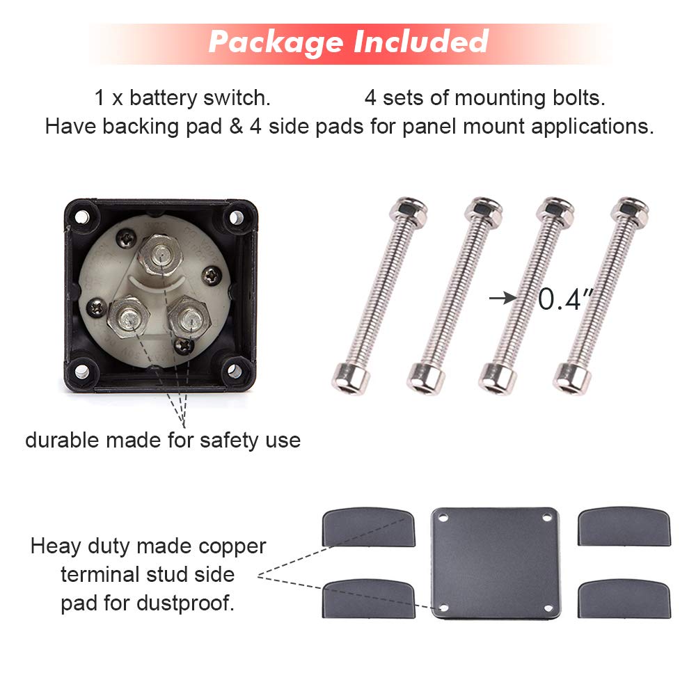12-48V 200-1000 Amps Battery Power Cutoff Switch Pack of 2 O541