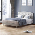Full Size Light Grey Platform Bed Frame with Headboard Y26349