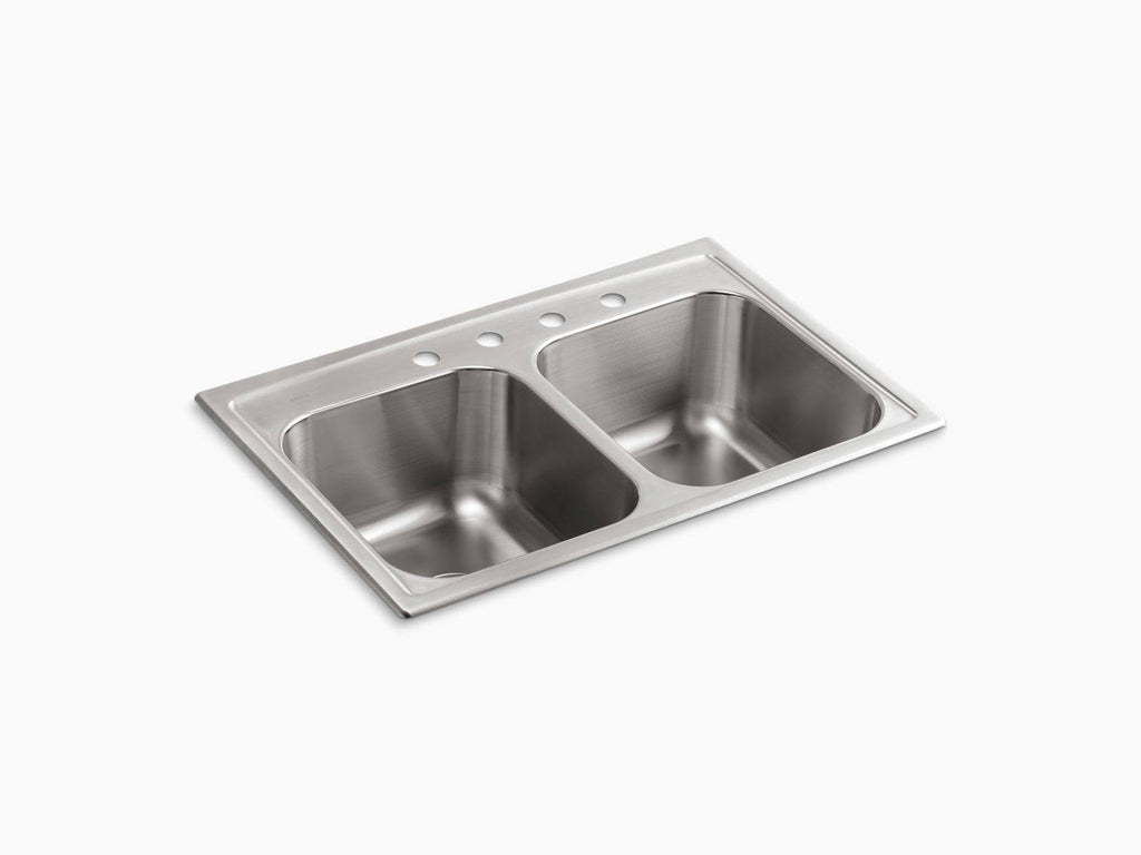 33x22 x 22x22 x 9-1/4x22 Top-Mount Double-Equal Kitchen Sink Stainless Steel B533879