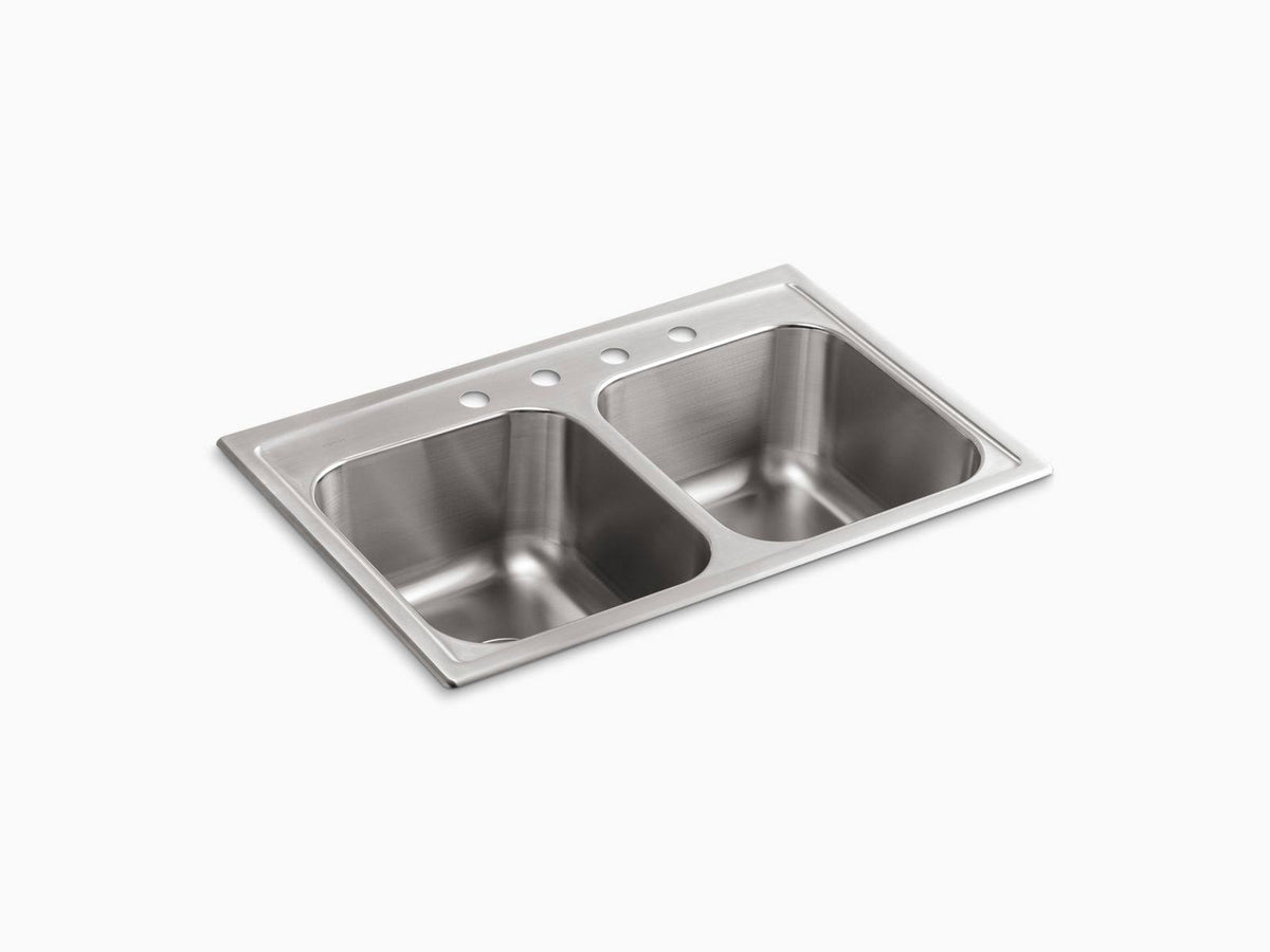 33x22 x 22x22 x 9-1/4x22 Top-Mount Double-Equal Kitchen Sink Stainless Steel B533879