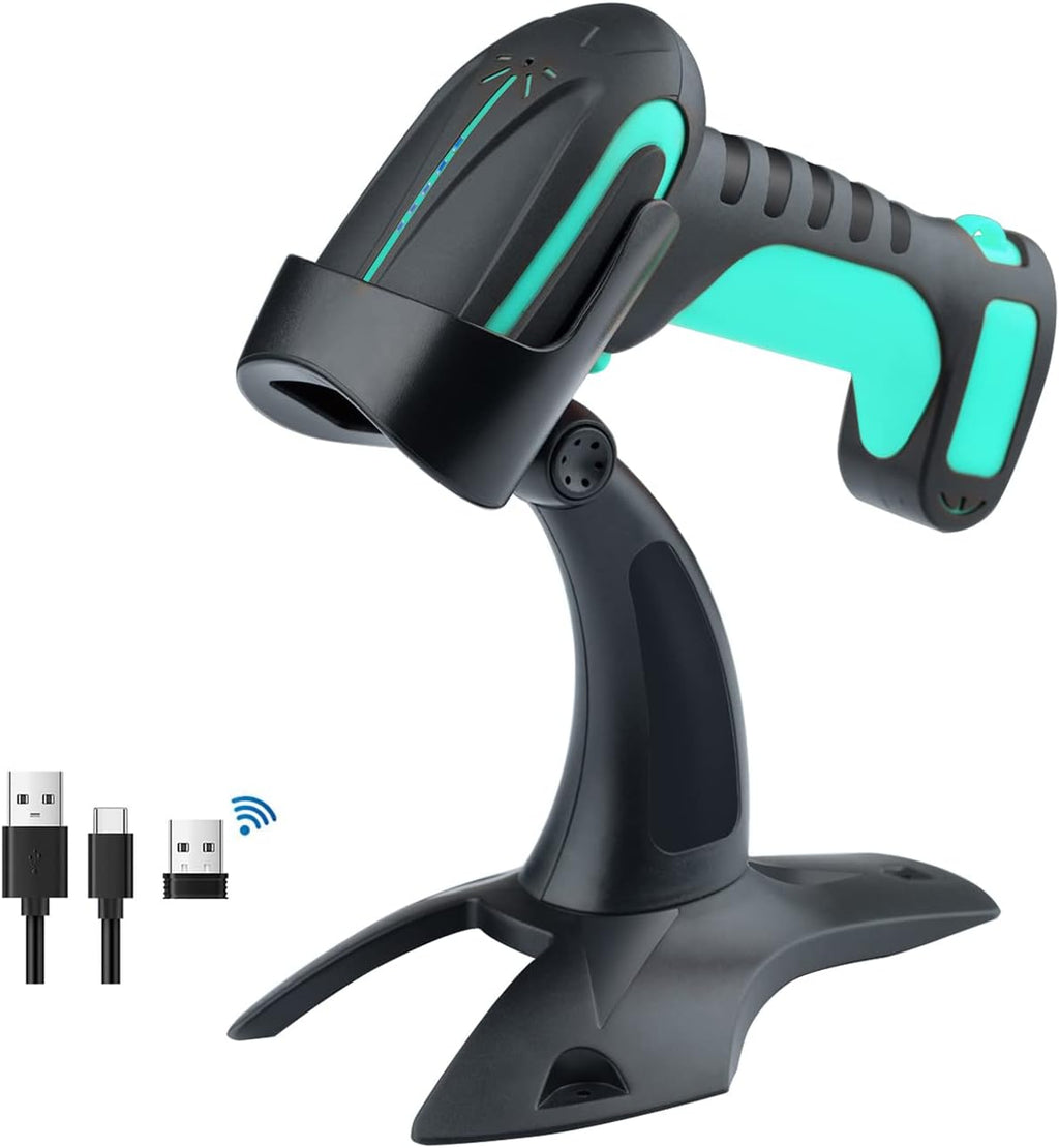 Industrial Wireless Barcode Scanner 2D QR 1D Bar Code Reader 2.4G Wireless 2500mAh Green F214762