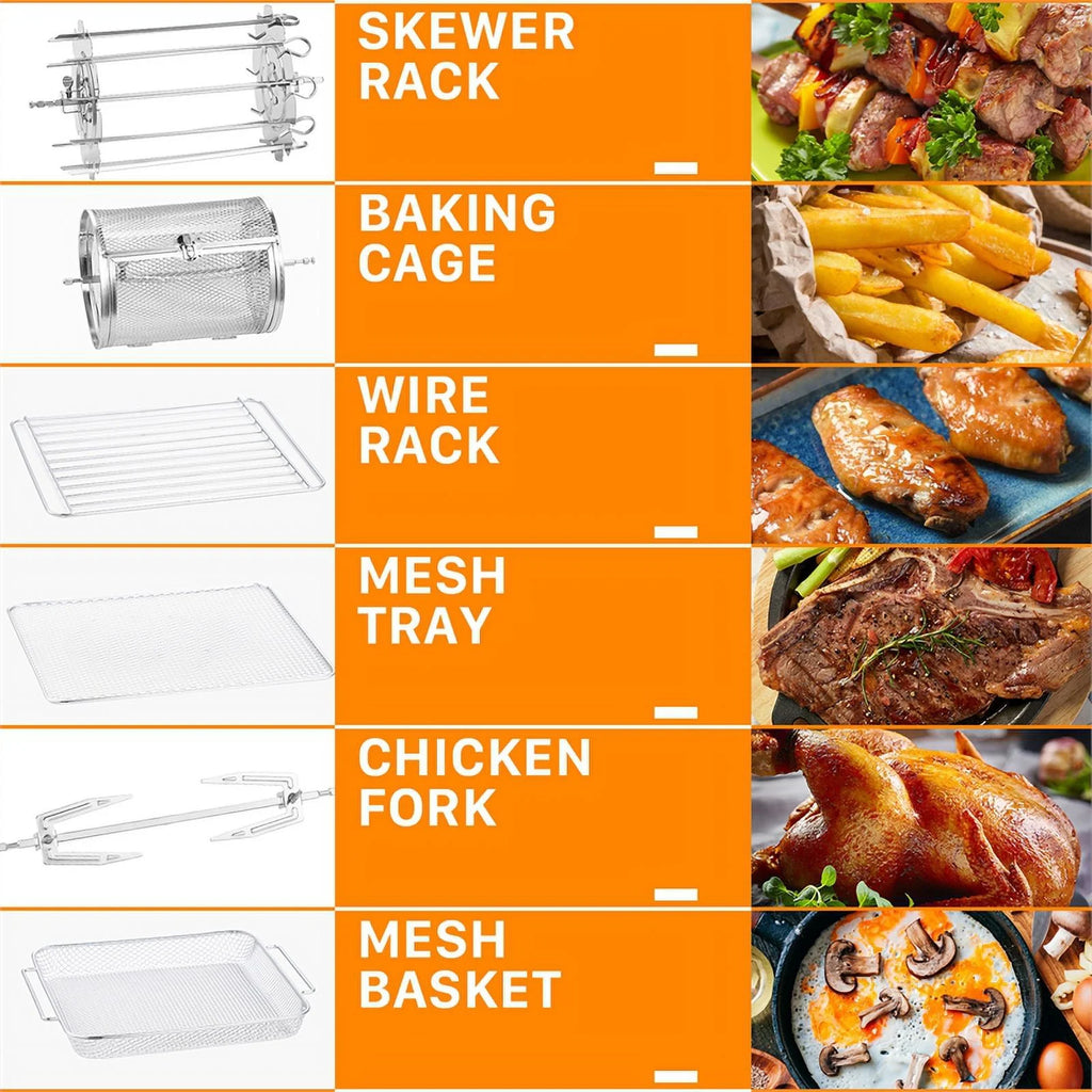 Black 16-in-1 Digital Air Fryer Oven with Rotisserie and Dehydrator V287412