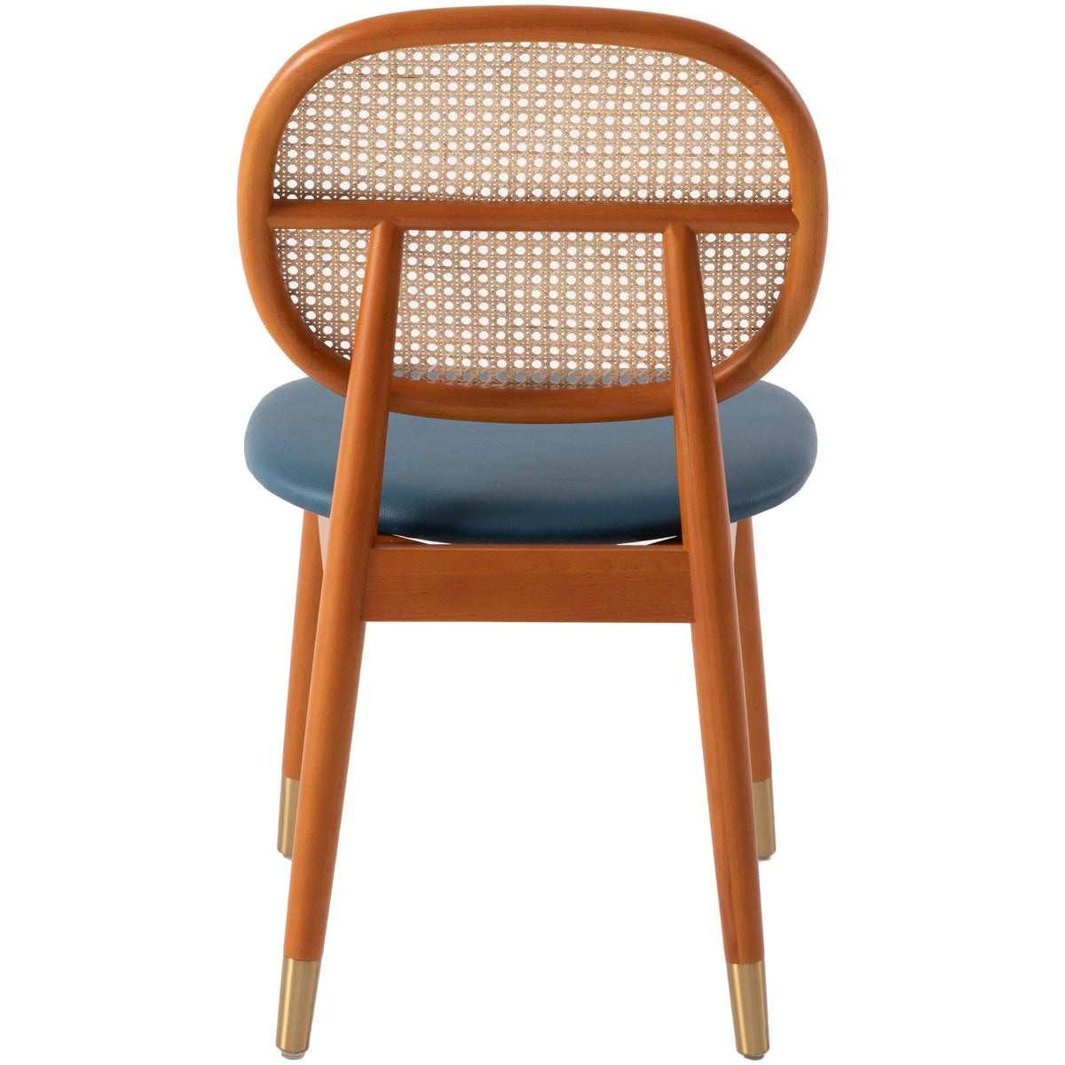 Mid-Century Modern Wicker Dining Chair with Leather Seat and Beech Wood Legs Z749
