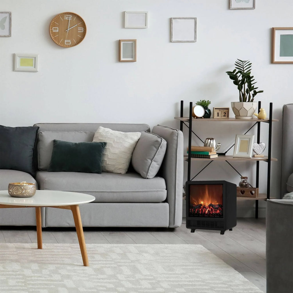 Black Electric Fireplace with Wood Log Insert D69511