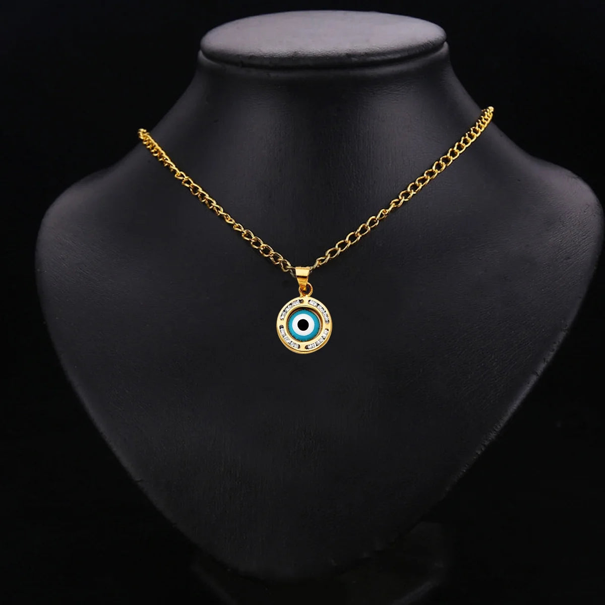 14K Tri Color Gold Cubic Zirconia Evil Eye Pendant 11 x 11 MM 0.6 grams Q495784