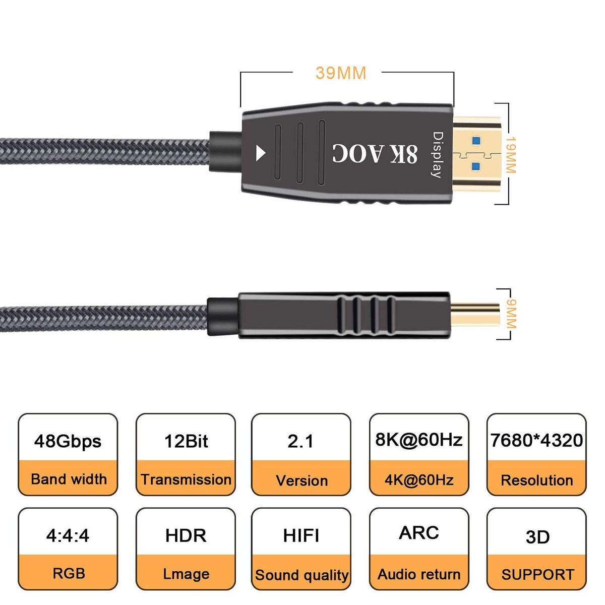 8K Optic Fiber HDMI 2.1 Cable 100FT B969