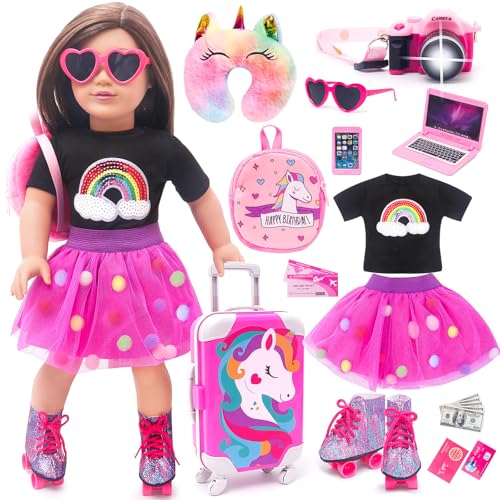 18 Inch Doll Travel Set Including Suitcase Luggage and Dress J140