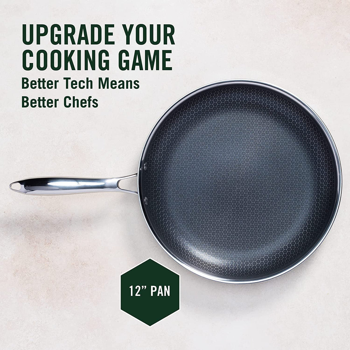 12 Inch Hybrid Stainless Steel Non-Stick Frying Pan with Lid R4492