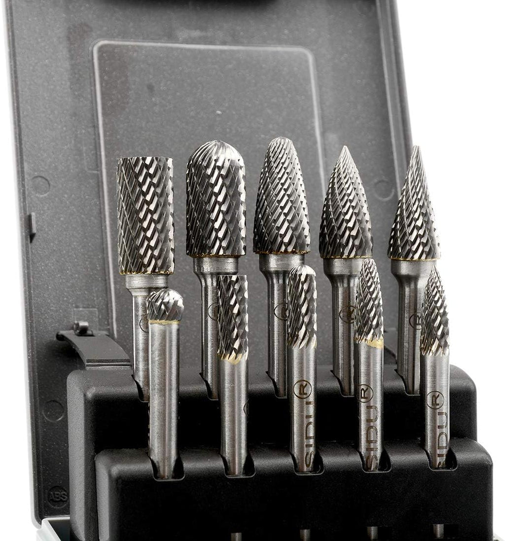 10pcs 1/4 Inch Shank Double Cut Carbide Rotary Burr Set S23297