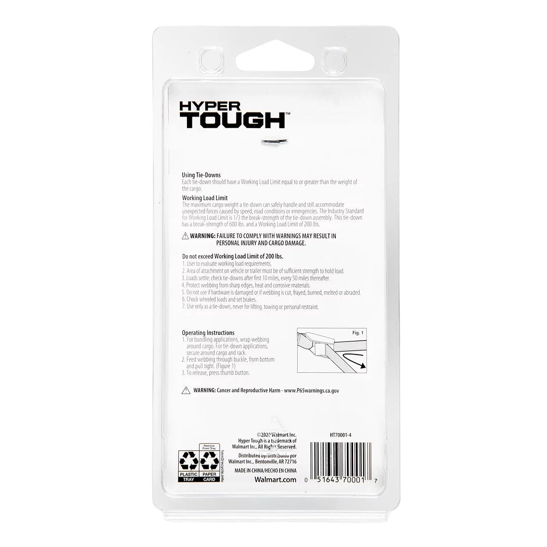 13 ft Cam Buckle Lashing Strap Tie Down, 200 lbs, 2 Pack D1845