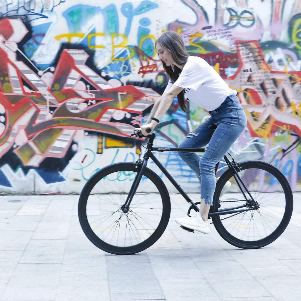 700C Single Speed Fixed Gear Bike, Black A720