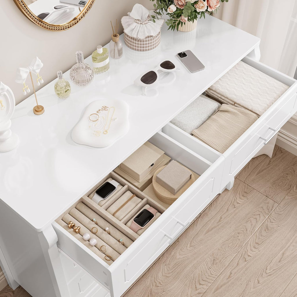 White 8 Drawer Wood Dresser T90961