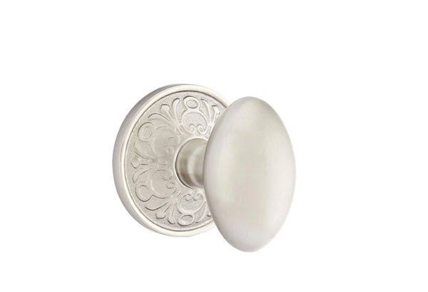 Egg Knob with Rosette Passage Set Satin Nickel C1777